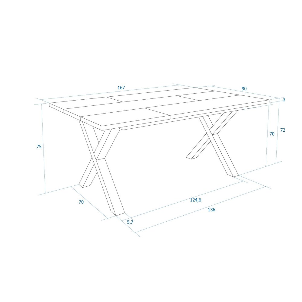 Mesa Jantar 167cm 8 Pessoas Industrial | Ukukhome