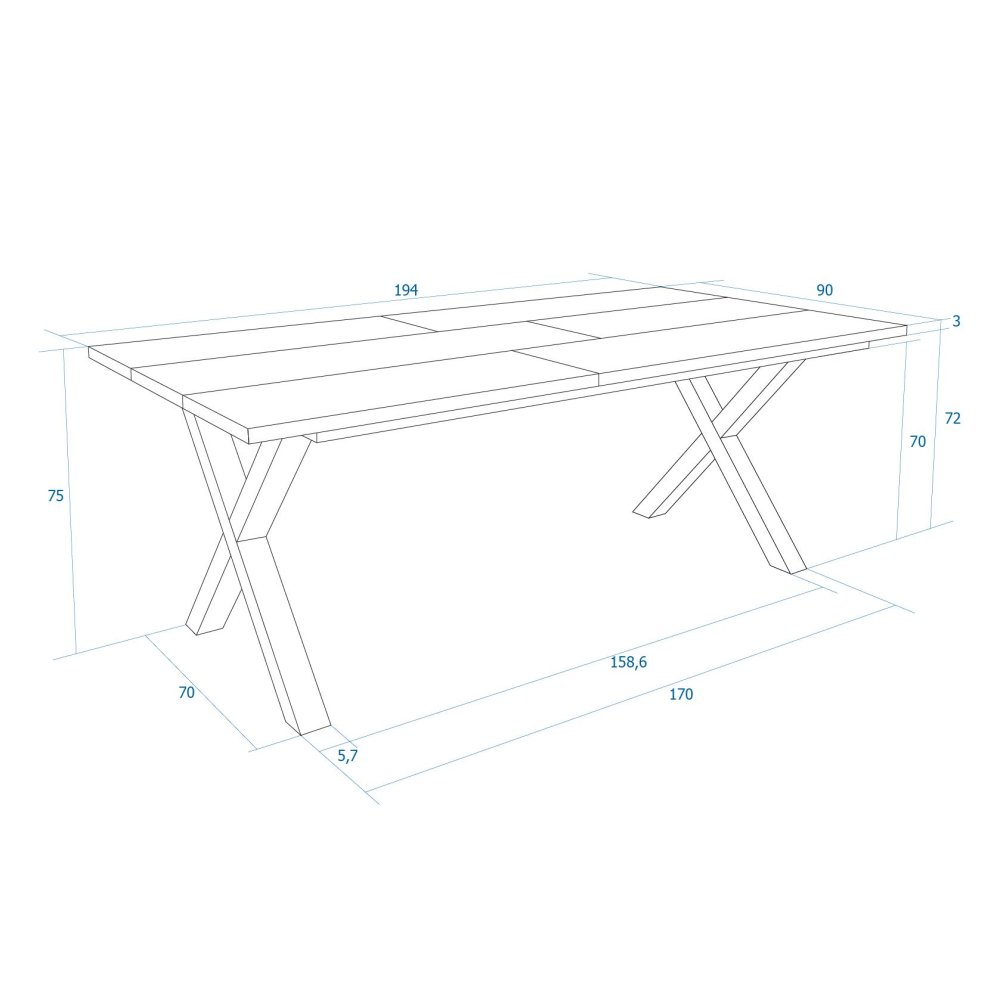 Mesa Jantar 194cm 10 Pessoas Industrial | Ukukhome