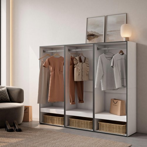 Closet Aberto 180x145 cm Branco | Roupeiro Quarto