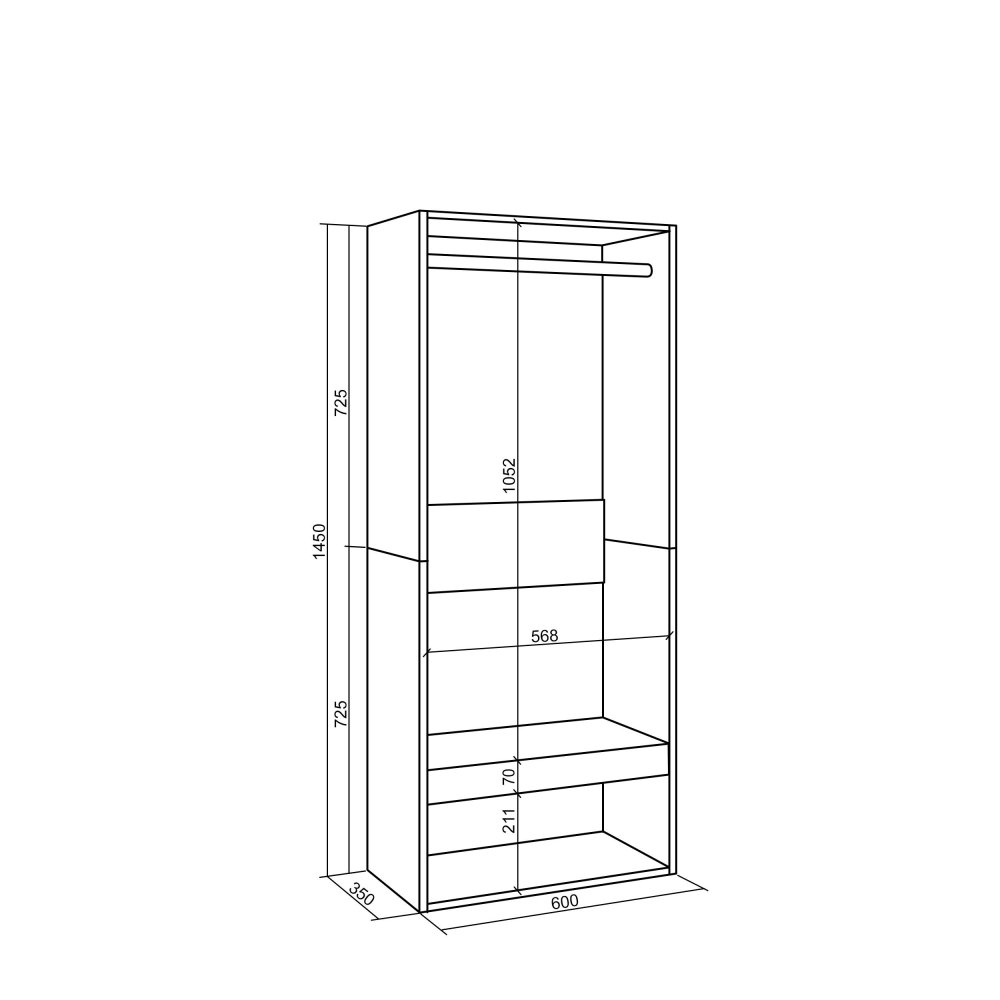 Closet Aberto 60x145 cm Branco | Módulo Roupeiro