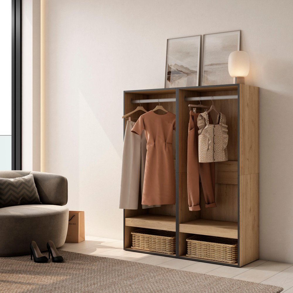 Closet Aberto Eden 120x145 cm Carvalho | Roupeiro