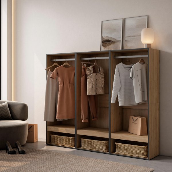 Closet Aberto 180x145 cm Carvalho | Roupeiro Quarto 2