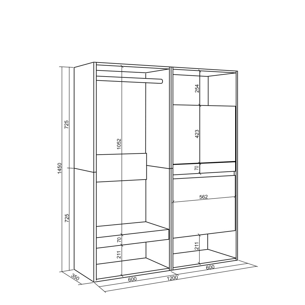 Closet Aberto Nova 120x145 cm Carvalho | Closet + Sapateiro