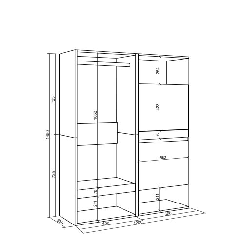 Closet Aberto Nova 120x145 cm Carvalho | Closet + Sapateiro