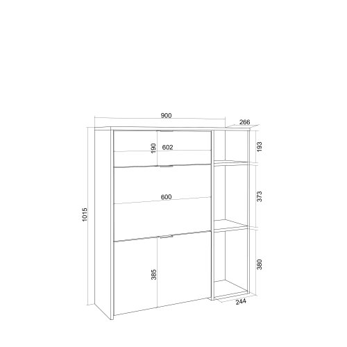 Sapateiro Corredor 90 cm Preto | 10 Pares | Portas Rebatíveis