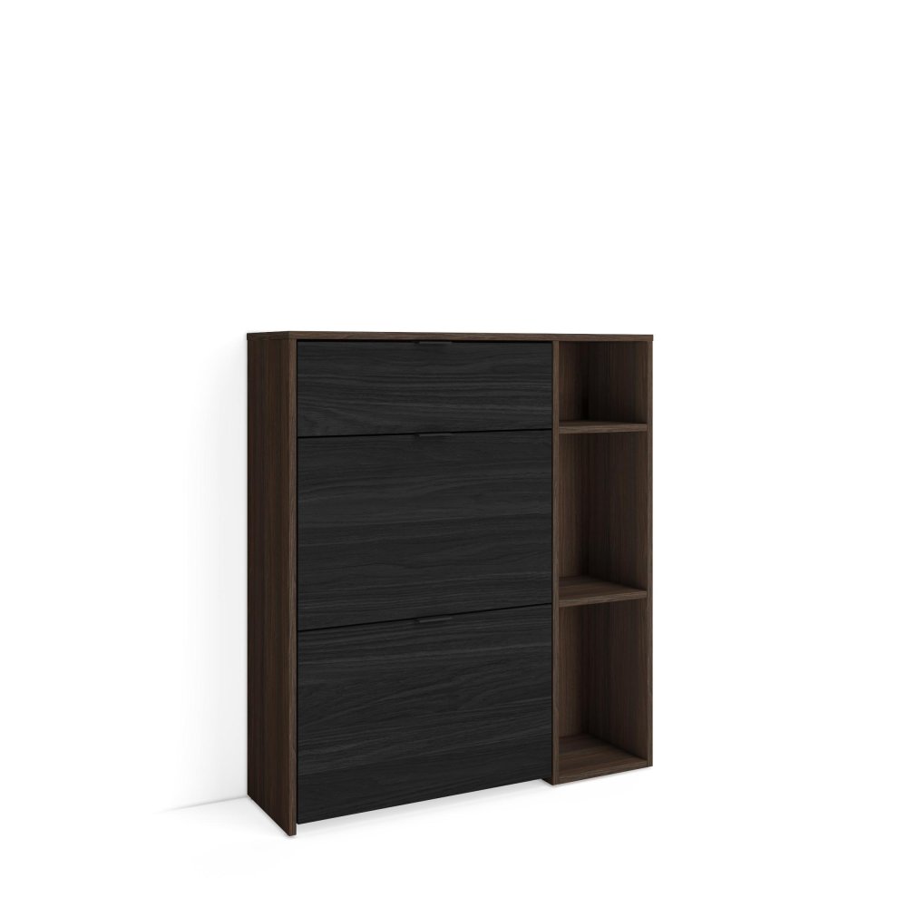Sapateiro Corredor 90 cm Carvalho Escuro Preto | 10 Pares