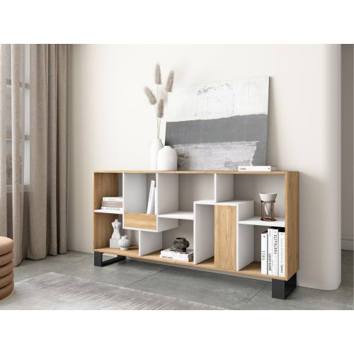 Estante Industrial 174 cm Carvalho Branco | Pés Metal