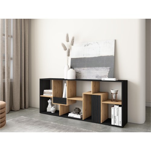 Estante Livraria 162 cm Preto Carvalho | Multiposição