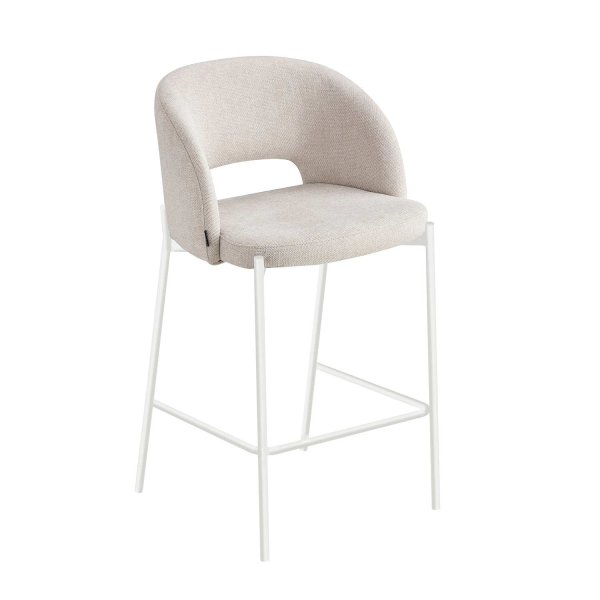 Banco Alto Estofado Harmony Areia Pés Marfim | Ukukhome