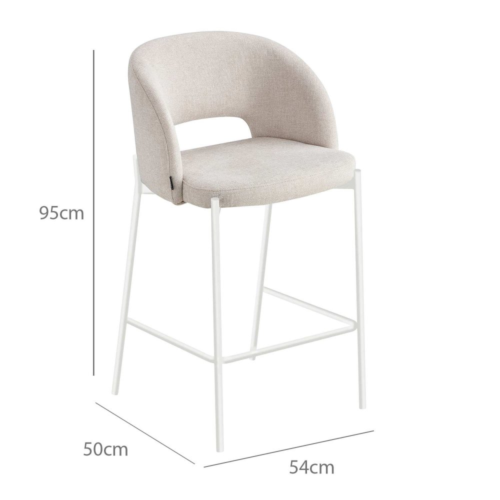 Banco Alto Estofado Harmony Areia Pés Marfim | Ukukhome