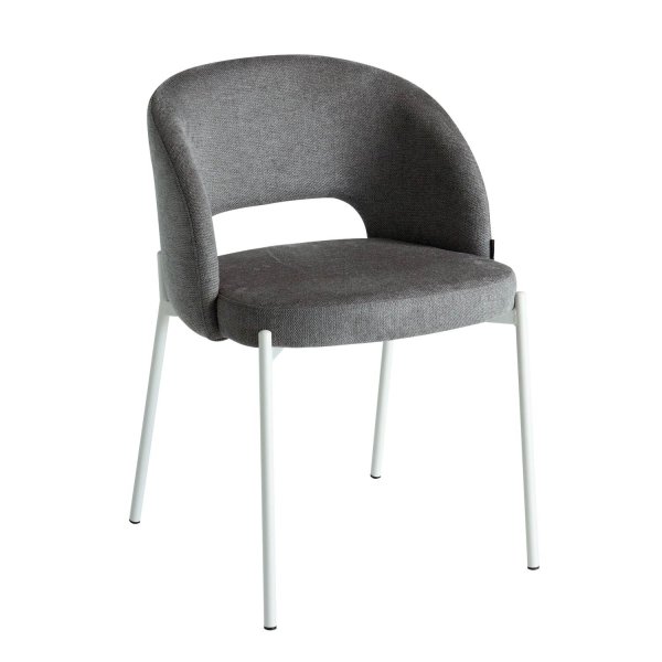 Cadeira Estofada Harmony Cinzenta Pés Marfim | Ukukhome
