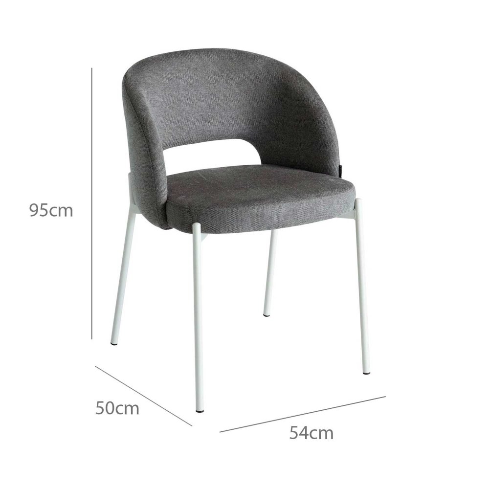 Cadeira Estofada Harmony Cinzenta Pés Marfim | Ukukhome