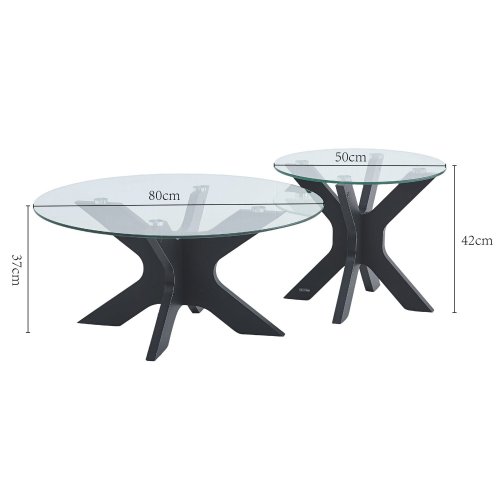 Conjunto 2 Mesas de Apoio Cleo Tampo de Vidro | Ukukhome